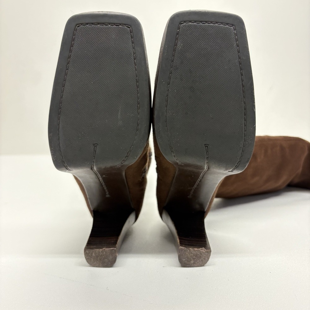 SKECHERS Y2K "Somethin' Else" Vintage Brown Retro Square Toe Knee High Boots 6 - Picture 11 of 14